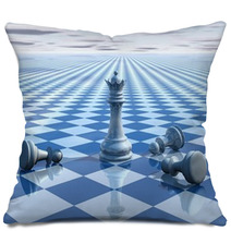 Abstract Surreal Background With Blue Chess And Chessboard Pillows 57829383