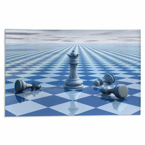 Abstract Surreal Background With Blue Chess And Chessboard Rugs 57829383