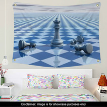 Abstract Surreal Background With Blue Chess And Chessboard Wall Art 57829383