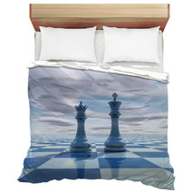 Abstract Surreal Background With Chess Figures Bedding 57829388