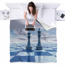 Abstract Surreal Background With Chess Figures Blankets 57829388