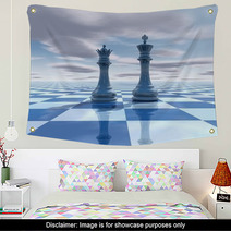 Abstract Surreal Background With Chess Figures Wall Art 57829388