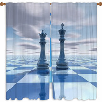 Abstract Surreal Background With Chess Figures Window Curtains 57829388