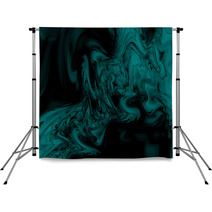 Abstract Swirly Texture Fantasy Fractal Background In Teal And Black Colors Digital Art 3d Rendering Backdrops 140169859