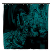 Abstract Swirly Texture Fantasy Fractal Background In Teal And Black Colors Digital Art 3d Rendering Bath Decor 140169859