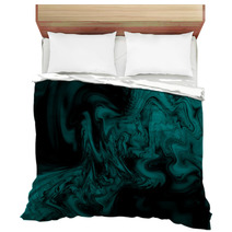 Abstract Swirly Texture Fantasy Fractal Background In Teal And Black Colors Digital Art 3d Rendering Bedding 140169859