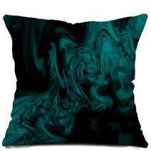 Abstract Swirly Texture Fantasy Fractal Background In Teal And Black Colors Digital Art 3d Rendering Pillows 140169859