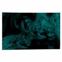 Abstract Swirly Texture Fantasy Fractal Background In Teal And Black Colors Digital Art 3d Rendering Rugs 140169859