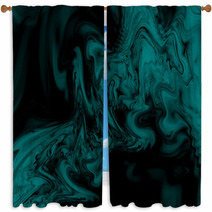 Abstract Swirly Texture Fantasy Fractal Background In Teal And Black Colors Digital Art 3d Rendering Window Curtains 140169859