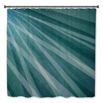 Abstract Teal Blue Green Sun Ray Or Starburst Pattern Background In Vintage Textured Dark And White Diagonal Line Design Bath Decor 142981065