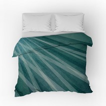 Abstract Teal Blue Green Sun Ray Or Starburst Pattern Background In Vintage Textured Dark And White Diagonal Line Design Bedding 142981065
