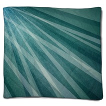 Abstract Teal Blue Green Sun Ray Or Starburst Pattern Background In Vintage Textured Dark And White Diagonal Line Design Blankets 142981065