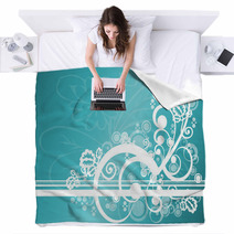 Abstract Teal Floral Blankets 4172181