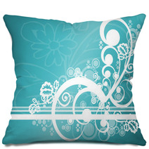 Abstract Teal Floral Pillows 4172181