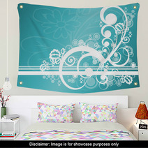 Abstract Teal Floral Wall Art 4172181