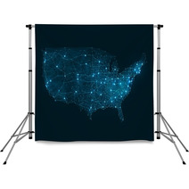 Abstract Telecommunication Network Map - USA Backdrops 61353746