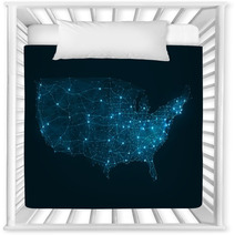 Abstract Telecommunication Network Map - USA Nursery Decor 61353746