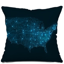 Abstract Telecommunication Network Map - USA Pillows 61353746