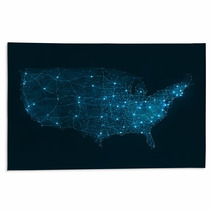 Abstract Telecommunication Network Map - USA Rugs 61353746
