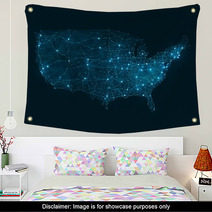 Abstract Telecommunication Network Map - USA Wall Art 61353746