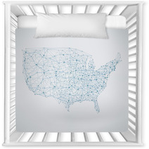 Abstract Telecommunication USA Map Nursery Decor 61332201
