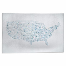 Abstract Telecommunication USA Map Rugs 61332201