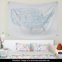 Abstract Telecommunication USA Map Wall Art 61332201