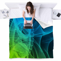 Abstract Waves (light Green And Blue) Blankets 9560195
