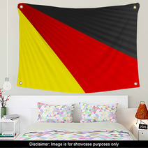 Abstract Waving Black Red Yellow Ribbon Flag Wall Art 63483369