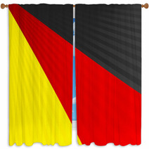 Abstract Waving Black Red Yellow Ribbon Flag Window Curtains 63483369