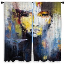 Abstract Woman Window Curtains 187297621