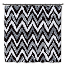 Abstract Zigzag Pattern In Grey Repeats Seamlessly Bath Decor 136180451