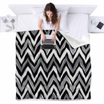 Abstract Zigzag Pattern In Grey Repeats Seamlessly Blankets 136180451