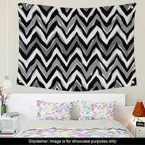 Abstract Zigzag Pattern In Grey Repeats Seamlessly Wall Art 136180451