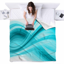 Abstraction In Dark-turquoise Tones Blankets 12950069