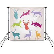 Action Deer Silhouette Set Backdrops 59445575