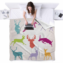 Action Deer Silhouette Set Blankets 59445575