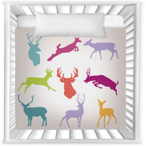 Action Deer Silhouette Set Nursery Decor 59445575