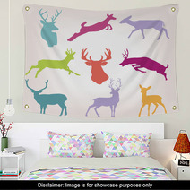 Action Deer Silhouette Set Wall Art 59445575