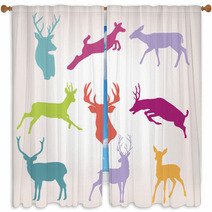 Action Deer Silhouette Set Window Curtains 59445575