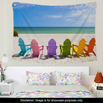 Adirondack Beach Chairs On A Sun Beach In Front Of A Holiday Vac Wall Art 65357803