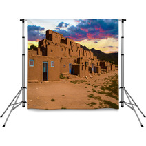 Adobe Houses In The Pueblo Of Taos, New Mexico, USA. Backdrops 68300979