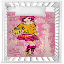 Adorable Emo Girl With Pink Hair Nursery Decor 8631472