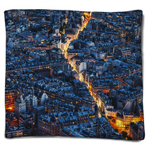 Aerial Night View Of Paris Blankets 50192860