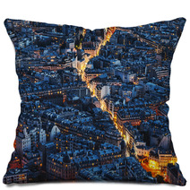 Aerial Night View Of Paris Pillows 50192860