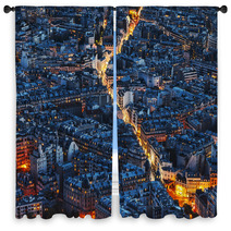 Aerial Night View Of Paris Window Curtains 50192860