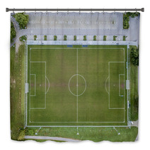 Aerial View Of Empty Soccer Field In Europe Bath Decor 170934252
