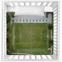 Aerial View Of Empty Soccer Field In Europe Nursery Decor 170934252