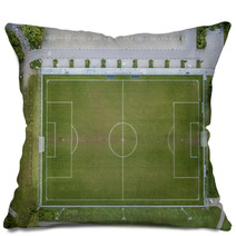 Aerial View Of Empty Soccer Field In Europe Pillows 170934252