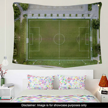 Aerial View Of Empty Soccer Field In Europe Wall Art 170934252